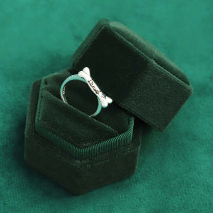 925 Sterling Silver Name Engraved Ear & Bone Shaped Pet Ring