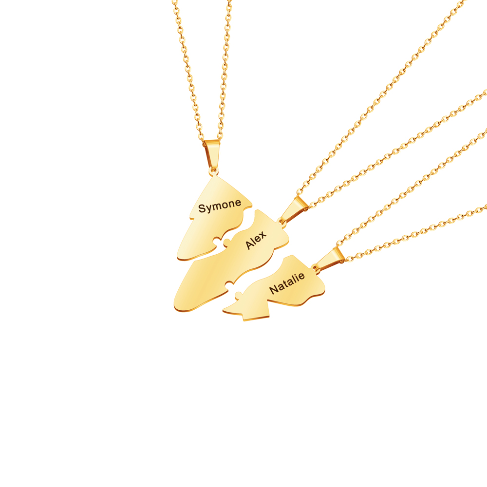 Christmas Gift Family/Sibling/BFF Gift Personalized Christmas Tree Puzzle Pieces Necklace