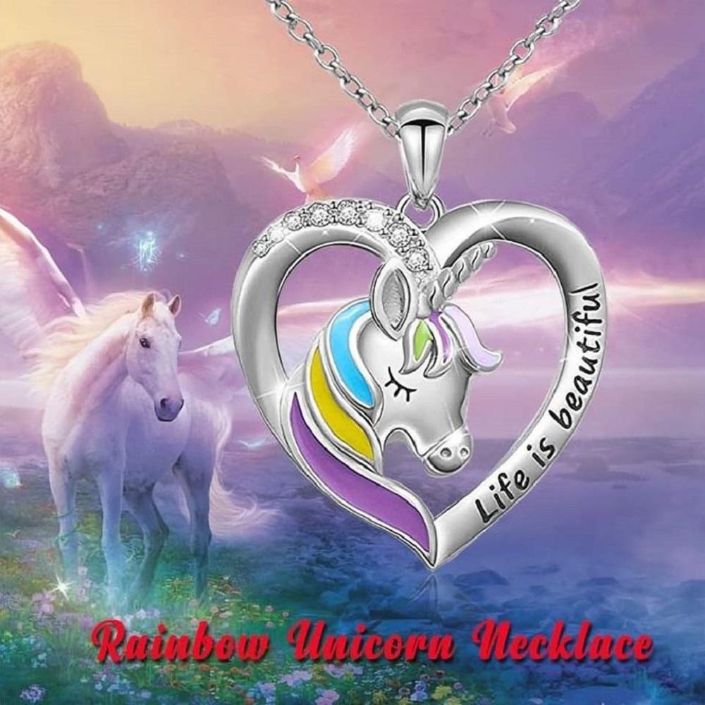 Christmas Gift Personalized Rainbow Unicorn Necklace-Fast Shipping guaranteed