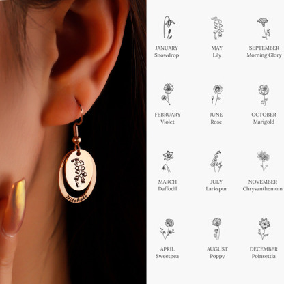 Mom's Gift Personalized Earrings Custom Family's Birth Flower Earrings