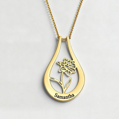 Mom's Personalized Gift Family's Birth Flower Necklace