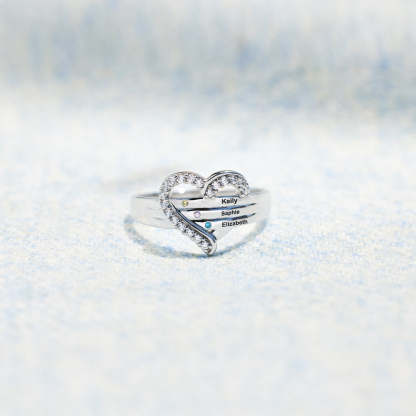 1-5 Names & Birthstones Heart Ring