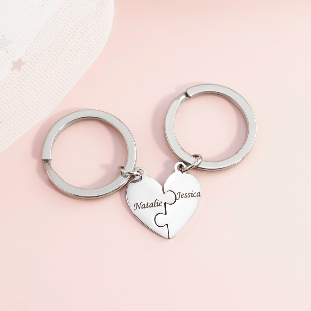 Christmas Gift Family/Sibling/BFF Gift Personalized Heart Puzzle Pieces Necklace or Keychain