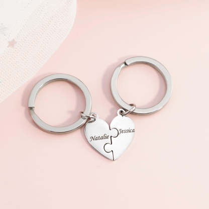Christmas Gift Family/Sibling/BFF Gift Personalized Heart Puzzle Pieces Necklace or Keychain