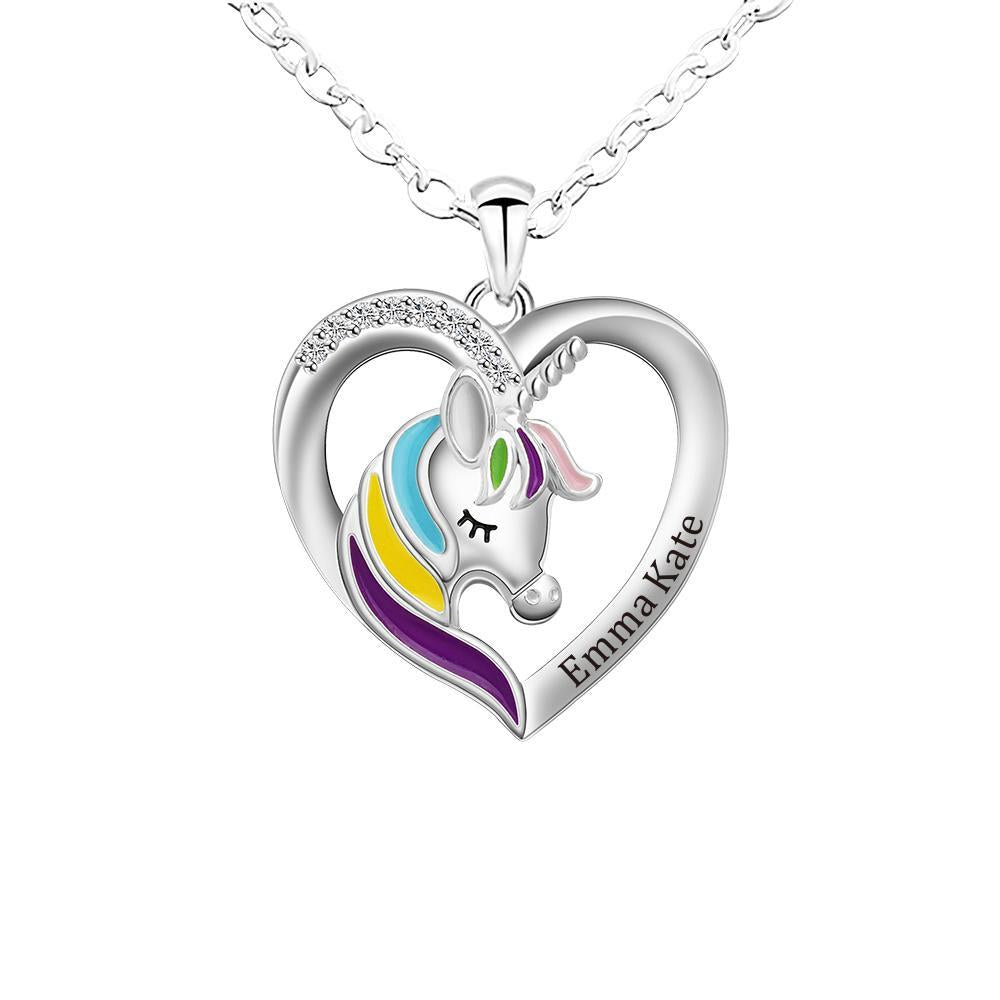 Christmas Gift Personalized Rainbow Unicorn Necklace-Fast Shipping guaranteed