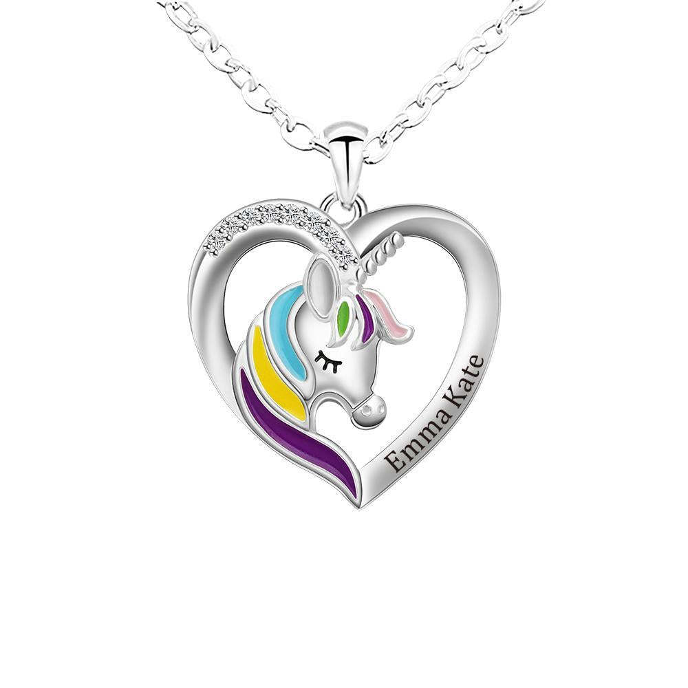 Christmas Gift Personalized Rainbow Unicorn Necklace-Fast Shipping gua