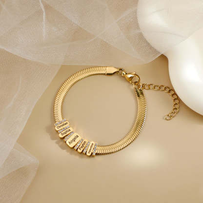 Men's Snake-shaped Chains With Custom Diamond Family Beads