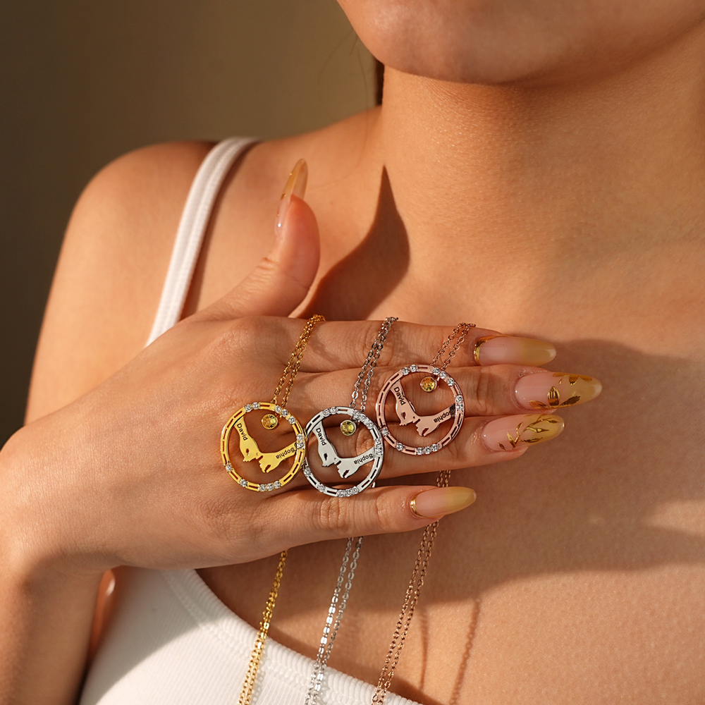 Custom 2 Names Secret Message Necklace: Whisper "I Love You" in Morse Code