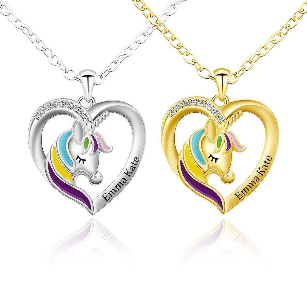 Christmas Gift Personalized Rainbow Unicorn Necklace-Fast Shipping guaranteed