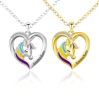 Christmas Gift Personalized Rainbow Unicorn Necklace-Fast Shipping guaranteed