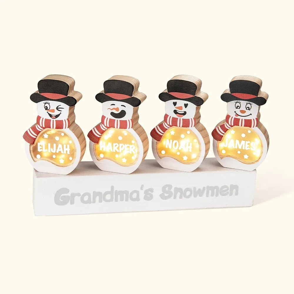 Personalized Snowman LED Light Wooden Decoration Ornament - Gather The Family Under One Roof