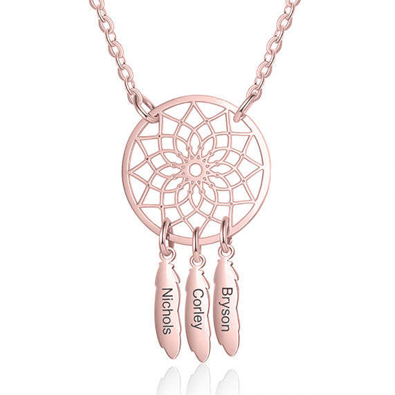 Dream Catcher Necklace Personalized 2-10 Names Mom`s Gift