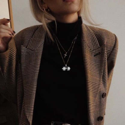 Christmas Gift "You Be Fearless Be Strong" Custom Dumbbell Diamond Name Necklace