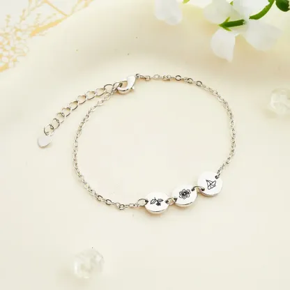 Mom's Gift Birth Flower Bracelet - No Rain No Flowers - Let Her Heart Swell With Pride.