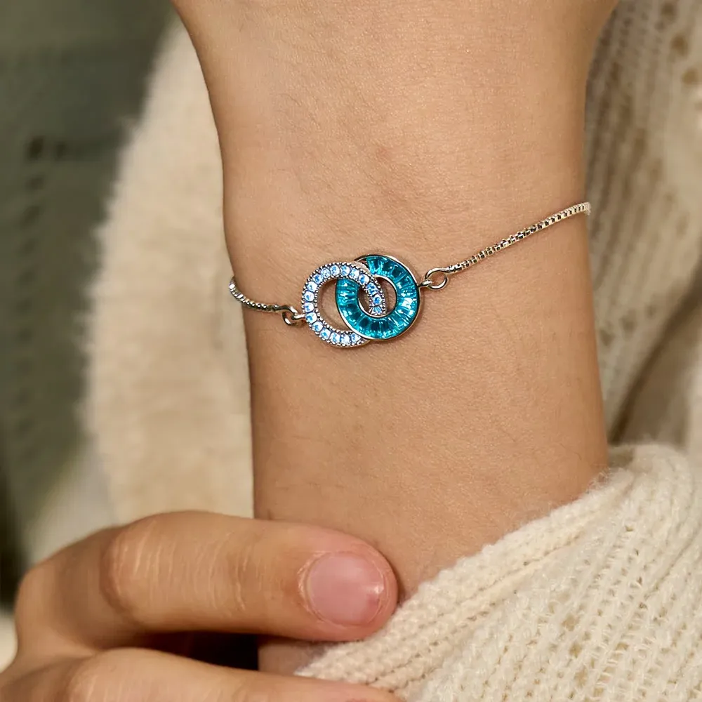 Mother & Daughter Birthstone Unbreakable Bond Linking Circles Bracelet