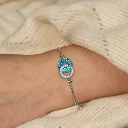 Mother & Daughter Birthstone Unbreakable Bond Linking Circles Bracelet