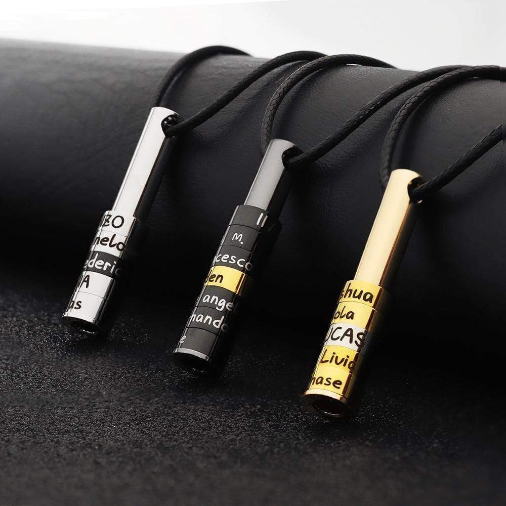 Whistle-Type Bar Necklace For Men Personalized Name Pendant