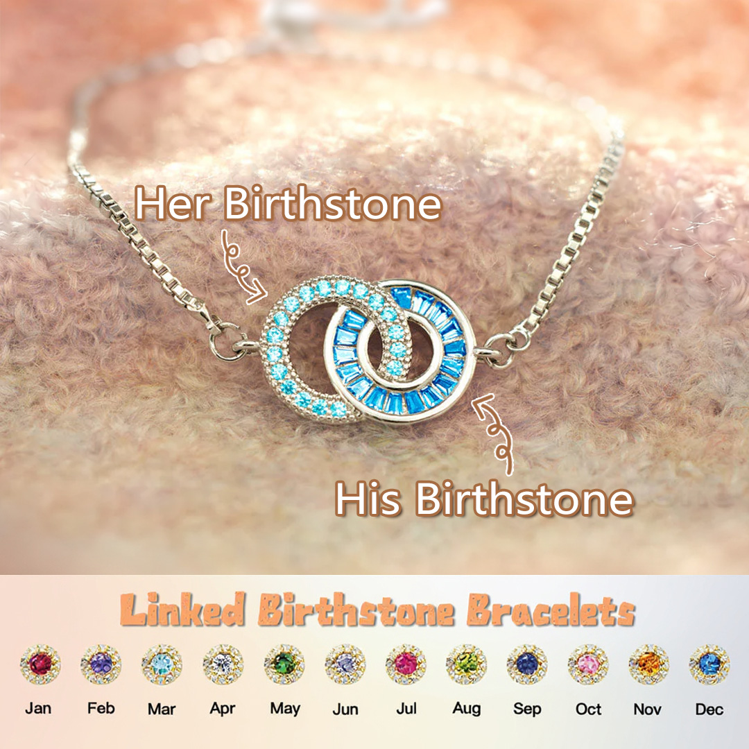 Birthstone Bond Us Together Unbreakable Linking Circles Bracelet
