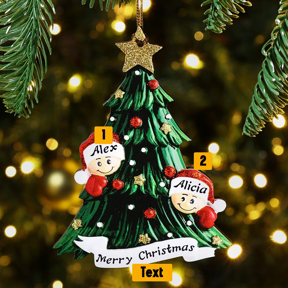 Christmas Gift Custom Cartoon Family Name Tree