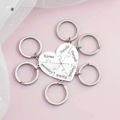 Christmas Gift Family/Sibling/BFF Gift Personalized Heart Puzzle Pieces Necklace or Keychain