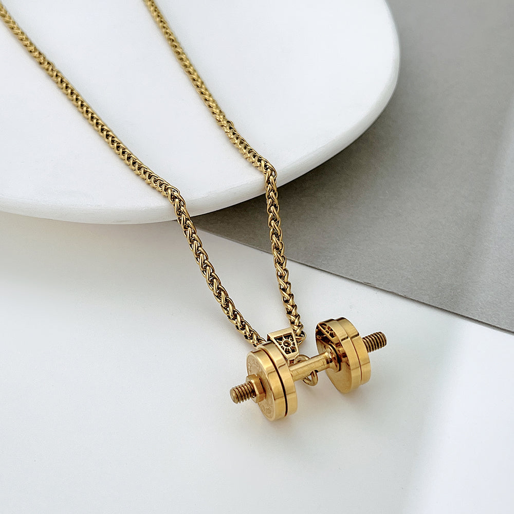 Christmas Gift "You Be Fearless Be Strong" Custom Dumbbell Diamond Name Necklace