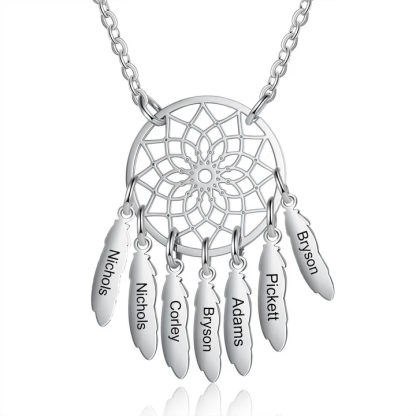 Dream Catcher Necklace Personalized 2-10 Names Mom`s Gift