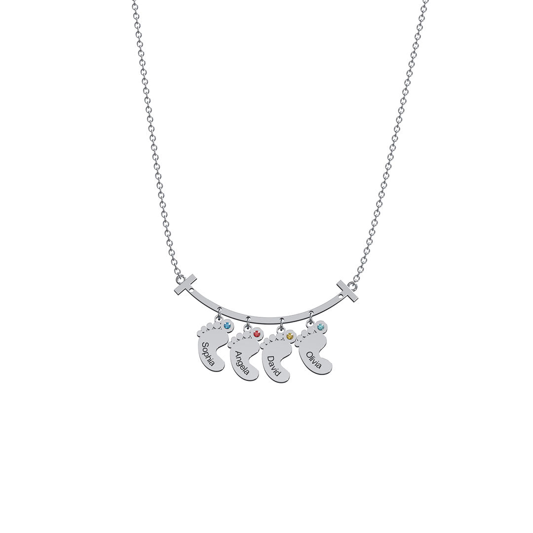 Mother's Day Gift Smile Bar Pendant With Baby Feet