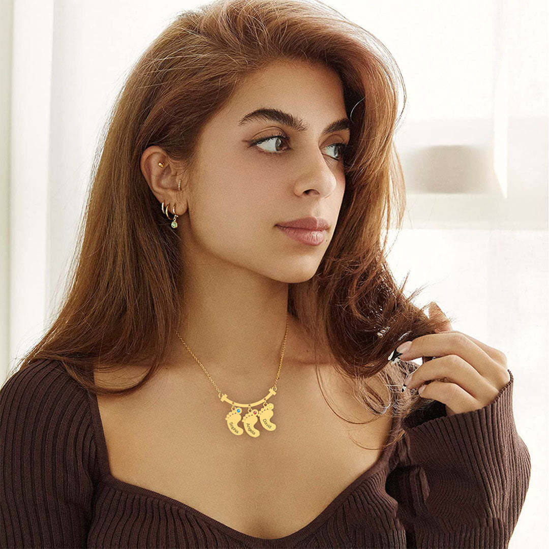 Christmas Gift Smile Bar Pendant With Baby Feet