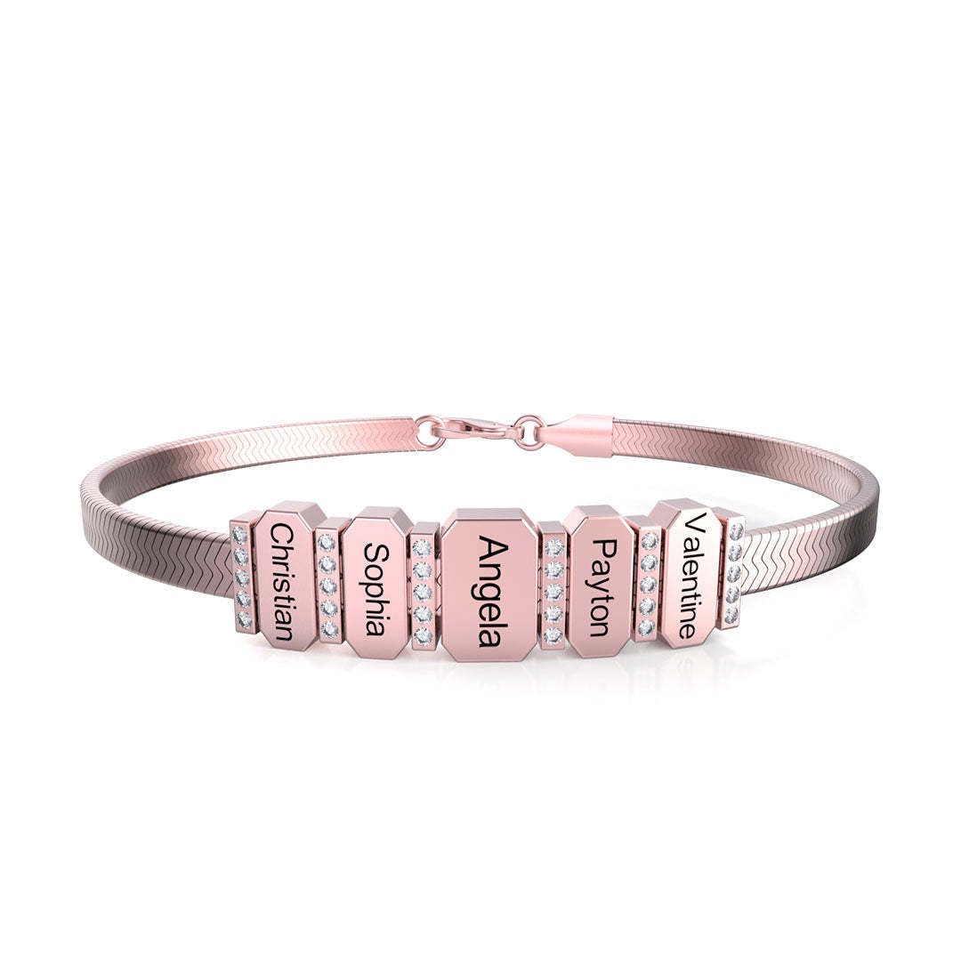 Men's Snake-shaped Chains With Custom Diamond Family Beads