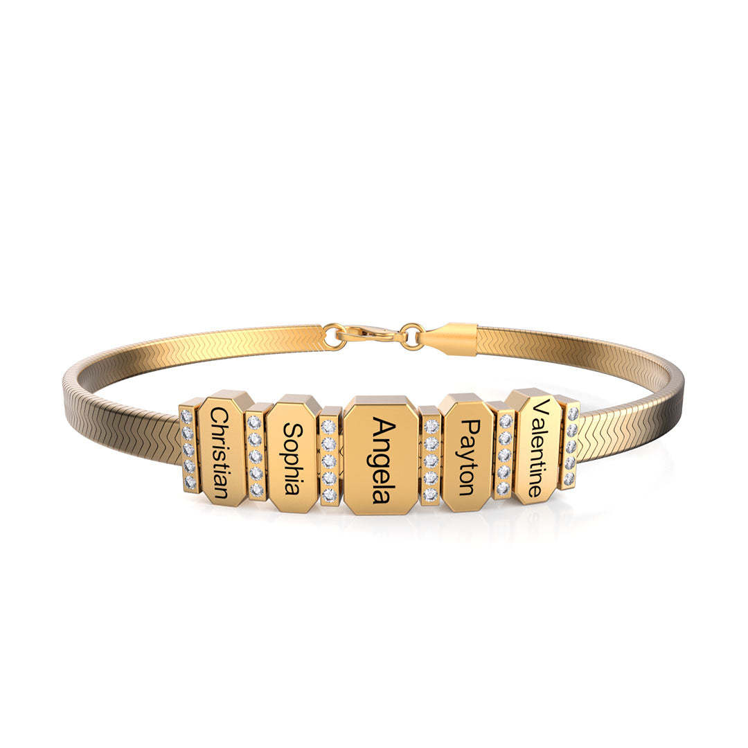 Men's Snake-shaped Chains With Custom Diamond Family Beads