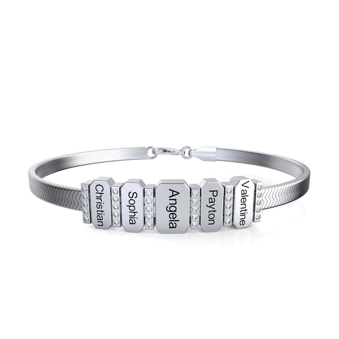 Men's Snake-shaped Chains With Custom Diamond Family Beads