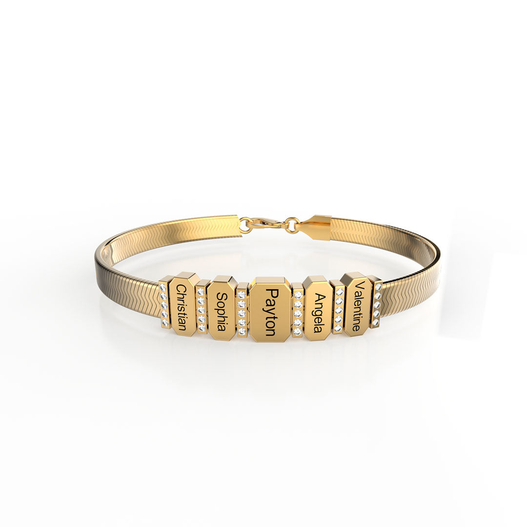 Men's Snake-shaped Chains With Custom Diamond Family Beads