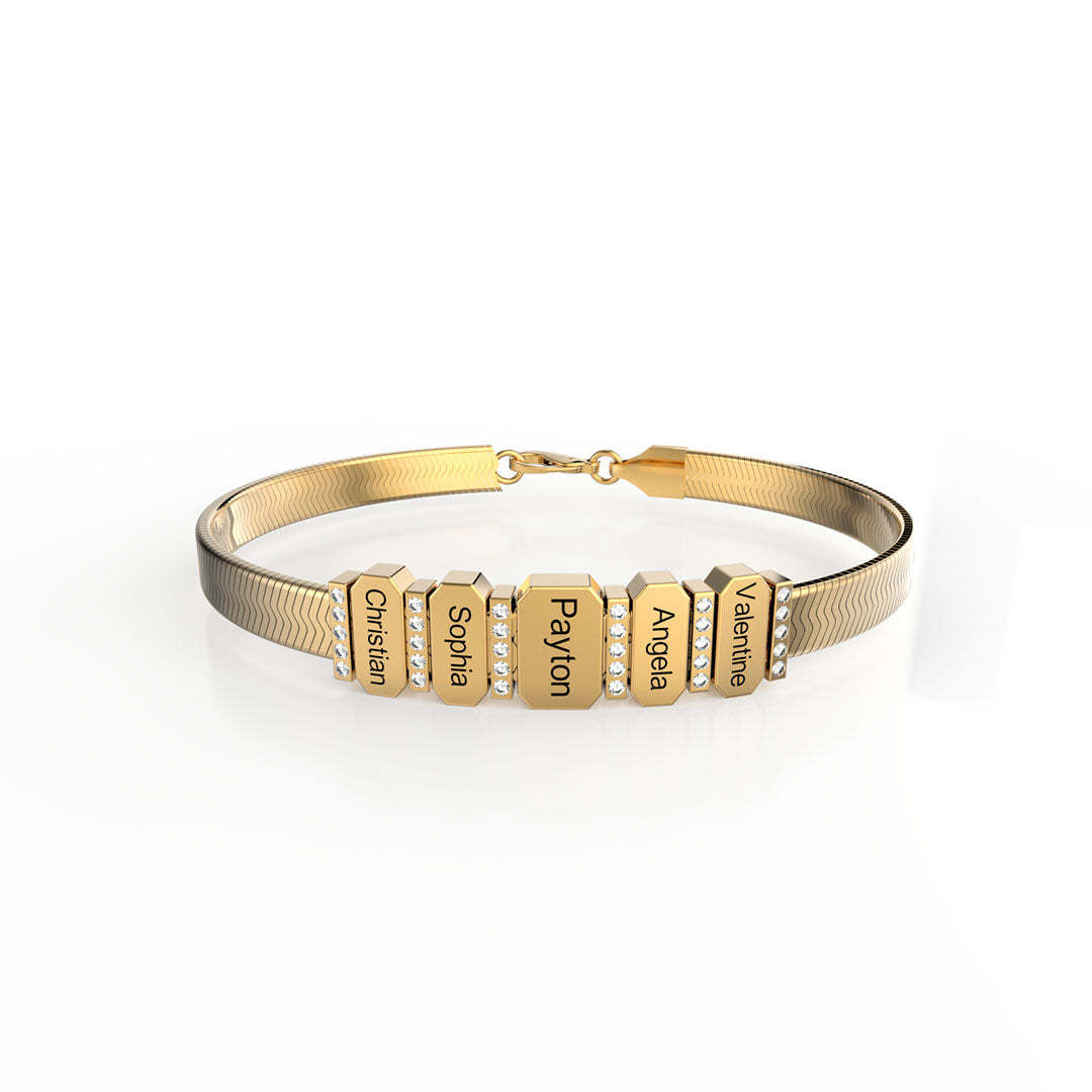 Men's Snake-shaped Chains With Custom Diamond Family Beads