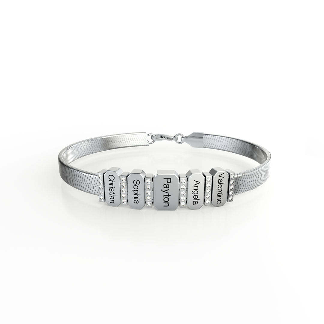 Mother's Day Gift Snake-shaped Chains With Custom Diamond Family Beads