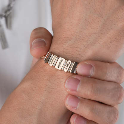 Men's Snake-shaped Chains With Custom Diamond Family Beads