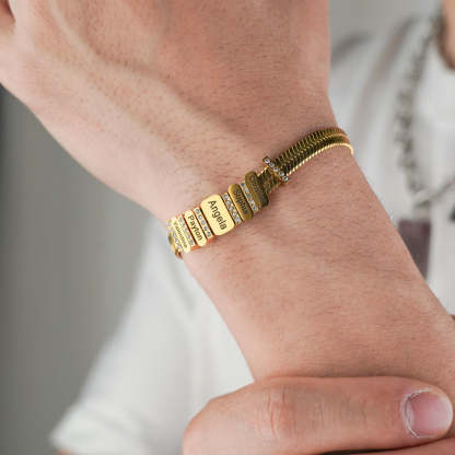 Men's Snake-shaped Chains With Custom Diamond Family Beads