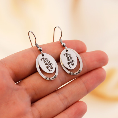Mom's Gift Personalized Earrings Custom Family's Birth Flower Earrings
