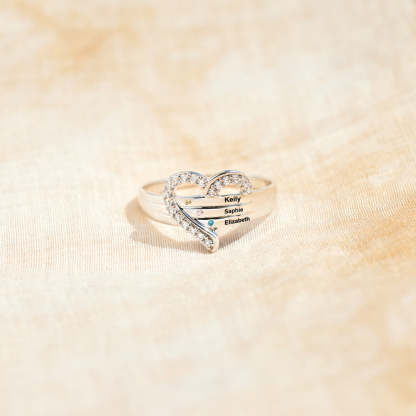 1-5 Names & Birthstones Heart Ring