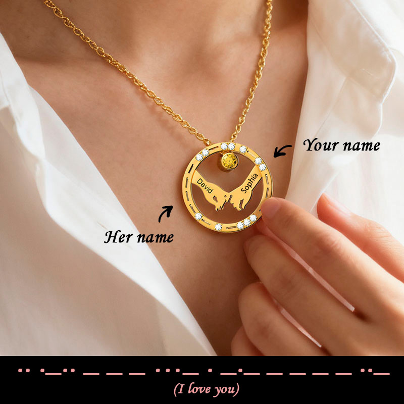 Custom 2 Names Secret Message Necklace: Whisper "I Love You" in Morse Code