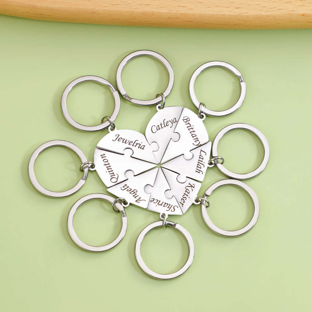 Christmas Gift Family/Sibling/BFF Gift Personalized Heart Puzzle Pieces Necklace or Keychain