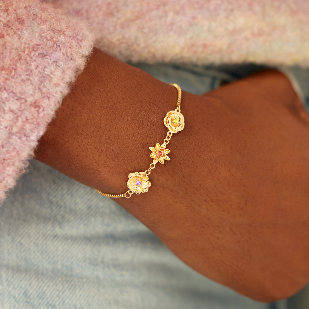 1-10 Three-Dimensional Birth Flowers Bracelet, Gift For Mom/Grandma/Wife