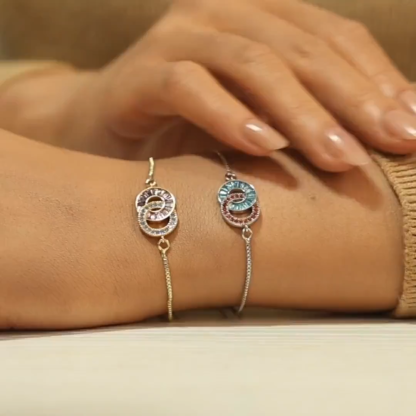 Mother & Daughter Birthstone Unbreakable Bond Linking Circles Bracelet