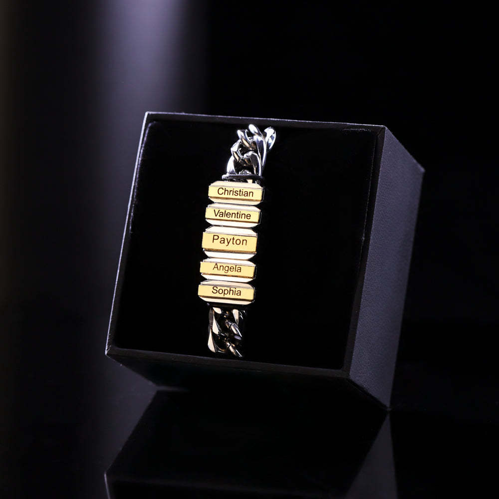 Men Cuban-chain Bracelet With Family Name Beads