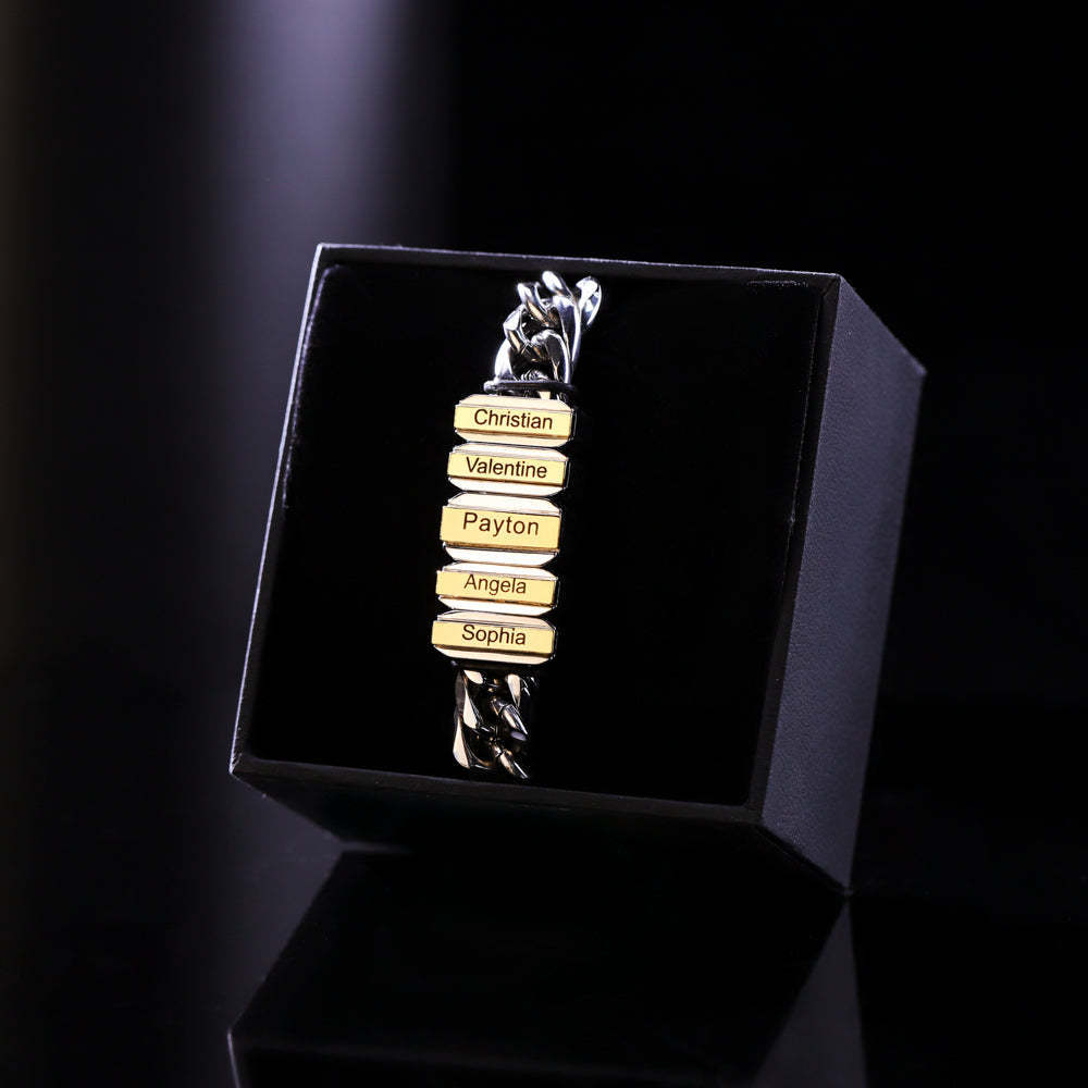 Men Cuban-chain Bracelet With Family Name Beads