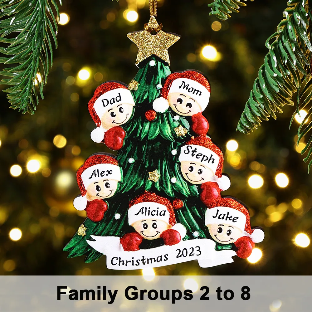 Christmas Gift Custom Cartoon Family Name Tree