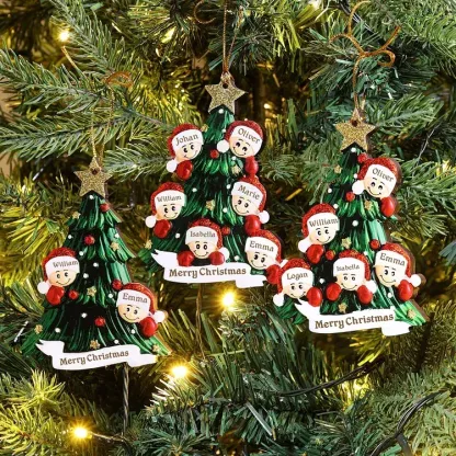 Christmas Gift Custom Cartoon Family Name Tree