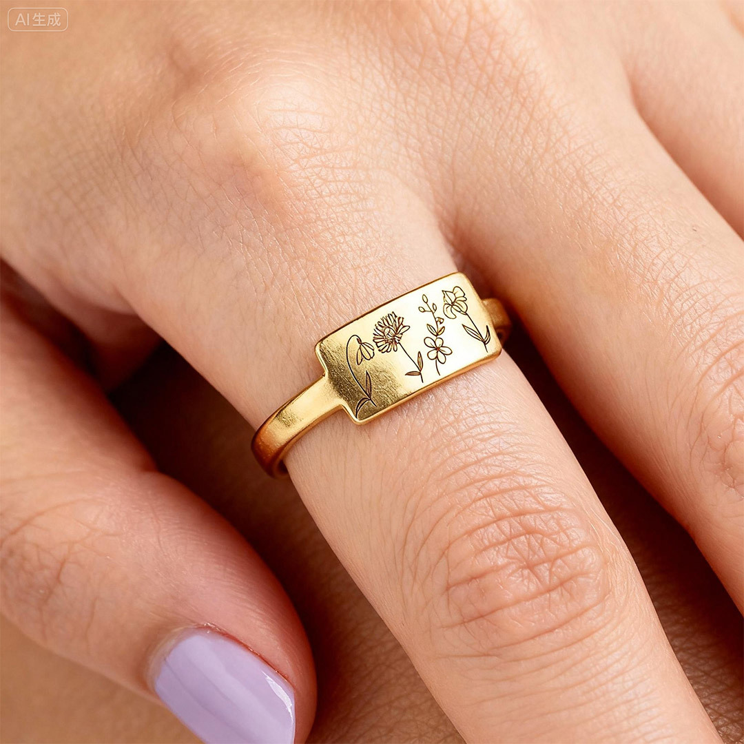 Mom's Gift Birth Flower Ring - No Rain No Flowers - Never Forget That Mom Raised Me