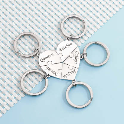 Christmas Gift Family/Sibling/BFF Gift Personalized Heart Puzzle Pieces Necklace or Keychain
