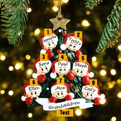 Christmas Gift Custom Cartoon Family Name Tree