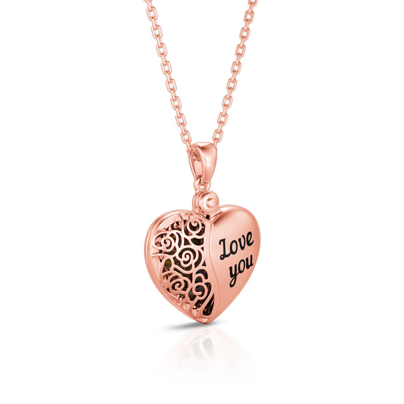 "Love You" Vintage Locket Heart Personalized Sterling Silver Photo Necklace